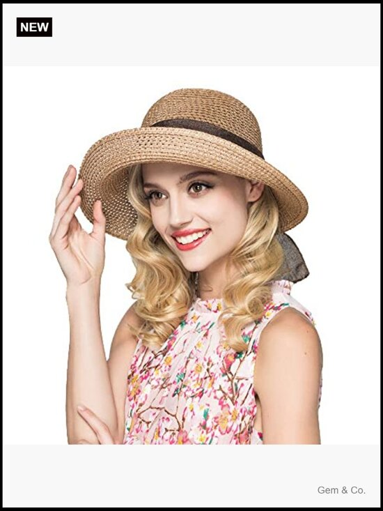 Women Floppy Sun Hat Wide Brim UPF 50+ Beach Hat Packable Cotton Straw